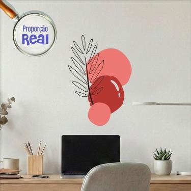 Imagem de Adesivo Floral Boho Vermelho Estilo Nórdico 50x35 Minimalista Mod.02