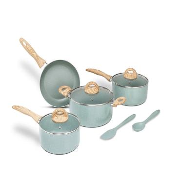 Imagem de Conjuntp de Panelas 6 Peças Verde de Indução Ceramic Life Botanika 4815100 Brinox
