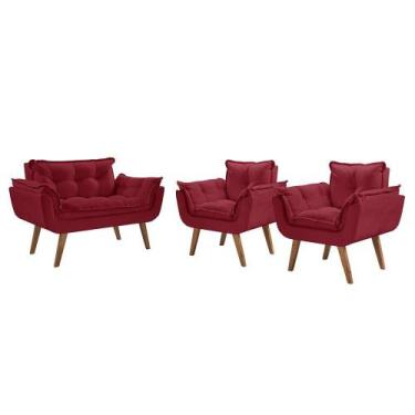 Imagem de Kit Poltronas Opalla 1 Namoradeira e 2 Poltronas Bordo - D SALLA