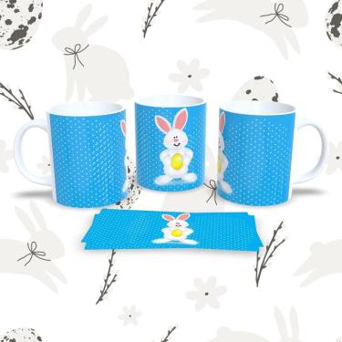 Imagem de Caneca Páscoa 11 Decorada para Bebidas Quentes e Frias em Porcelana Compatível com Micr...