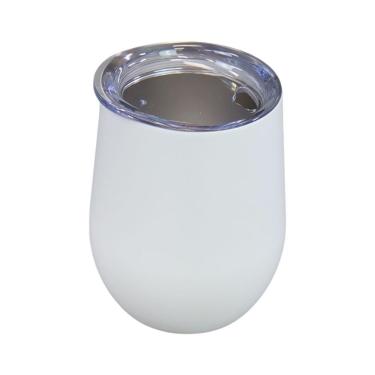 Imagem de Copo Térmico Parede Dupla para Manter Bebidas Quentes Ou Frias em Aço Inox com Tampa Uso Diário Branco Fosco