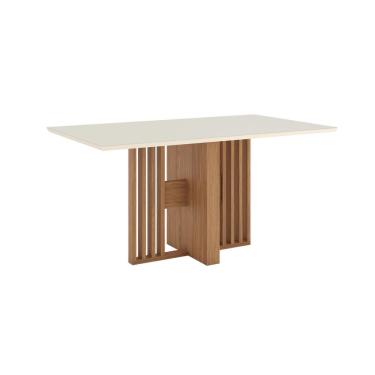 Imagem de Mesa De Jantar Dinah 06 Lugares Canto Reto Com Vidro Sc150 Nature Off White - Henn