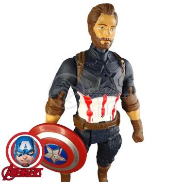 Imagem de Boneco Action Figure Vingadores Capitão America Fala 29cm com Recurso de Fala Azul Smart Bracelet