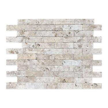 Imagem de Revestimento Pedra Natural Tijolinho Travertino Anticato 7x23cm Mattone Branco