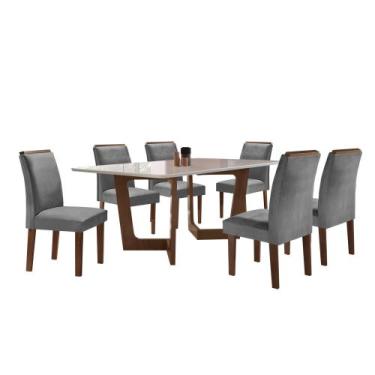 Imagem de Conjunto Sala de Jantar Nápoles Tampo Vidro/mdf com 6 Cadeiras Luísa S