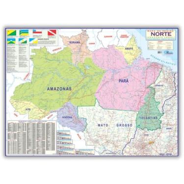Imagem de Mapa da Região Norte - Dobrado 120 x 90 cm - Escolar - Geografia - Mul