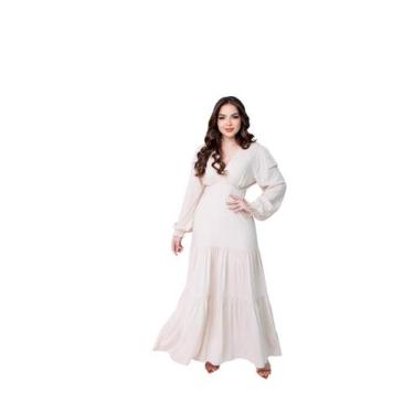 Imagem de Vestido Longo Manga Longa Outono Inverno Moda Evangelica - Zampa, Caqu