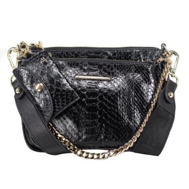 Imagem de Bolsa Feminina Jorge Bischoff Couro Cobra Python Infinita Transversal,