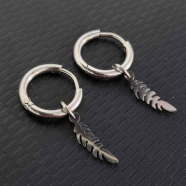 Imagem de Brinco Masculino Argola Pingente Pena - PAR - Vorax Acessórios
