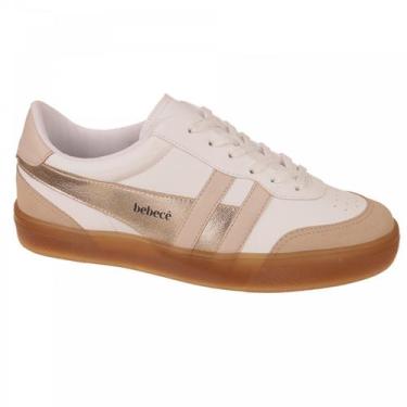 Imagem de Tenis Feminino Casual Bebece T2131-441 Branco e Dourado, Branco, Doura
