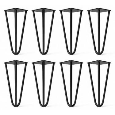 Imagem de Kit 08 Pés Hairpin Legs 15cm Aramado de Aço Triplo Para Móveis e Estof