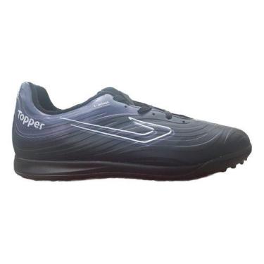 Imagem de Chuteira Topper Society Forza Tf Masculina Grama Sintética, Preto, 42 