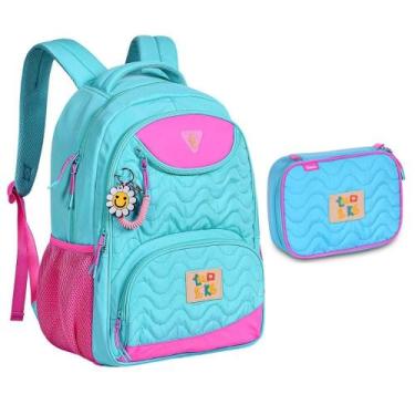 Imagem de Mochila Escolar Luluca Clio LU 24073 e Estojo box, Azul