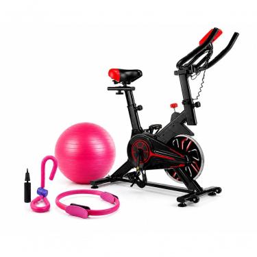 Imagem de Kit Fitness Bicicleta Ergométrica Spinning + Kit Pilates Ahead Sports com Bola Aro e Anel para Treinos em Casa