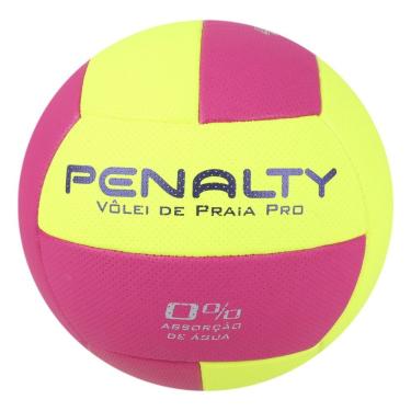 Imagem de Bola de Vôlei de Praia Pro X para Jogo na Areia com Construção Termotec Amarelo e Rosa Penalty