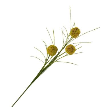 Imagem de Flor Artificial Craspedia 55cm para Decoração com Haste em Arame Revestido e 3 Flores Carmella Presentes
