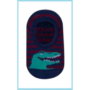 Imagem de Meia Sapatilha Infantil Antiderrapante - Dinossauro Rex - Duck, Azul m