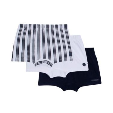 Imagem de Kit 3 Cuecas Boxer Infantil Off White/Listras Nini &amp Bambini - Nini