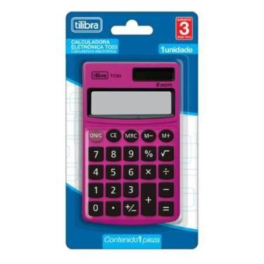 Imagem de Calculadora Tilibra TC03 Grande Rosa Pink 8 Dígitos de Bolso Ref: 2389