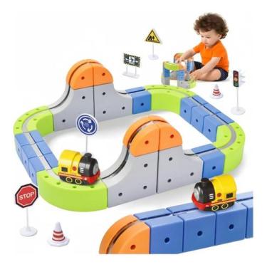 Imagem de Pista de Trem Magnético Montável 64 Peças L-2445 - DIYMORE
