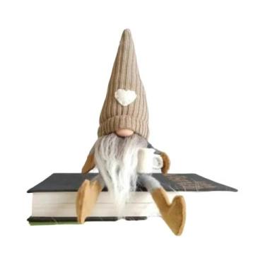 Imagem de Boneco Gnomo De Pelúcia Sem Rosto Com Moedor De Café, Enfeite De Natal