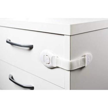 Imagem de Kit 2 Trava Porta E Gaveta Vaso Multiuso Tecido Branco - KaBaby