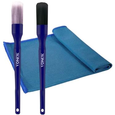 Imagem de Kit Limpeza Automotiva Pincéis N14 Cerdas Médias e Macias com Pano de Microfibra para Vidros Vonixx