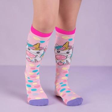 Imagem de Meia Infantil Feminina Cano Longo Colorida Com estampa Duck Funny 0745