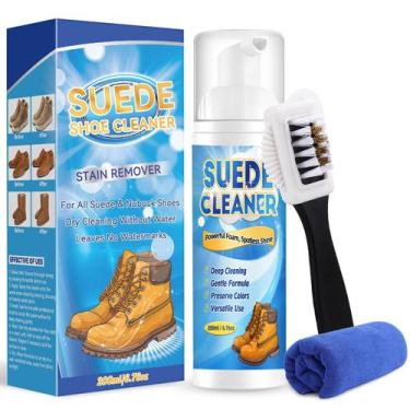 Imagem de Kit de Espuma para Limpeza de Sapatos de Camurça Wonshine 200ml com Es