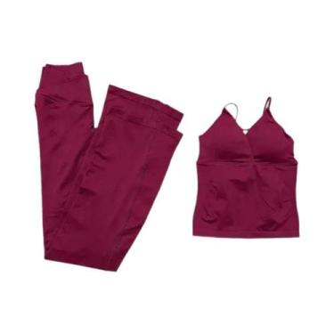 Imagem de Conjunto De Ginástica Feminino De 2 Peças Sem Costura, Top De Treino D