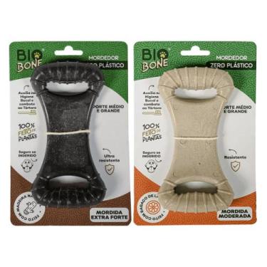 Imagem de Kit 2 Mordedor Biobone Natural Cães Ossão Madeira E Laranja