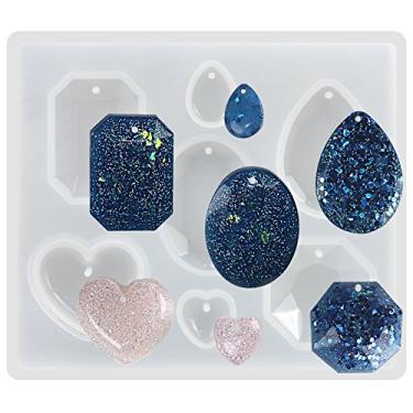Imagem de Funshowcase Jewelry – Molde de silicone de resina para projetos de artesanato de chaveiro com pingente, Diamond Pendant ( With Holes )