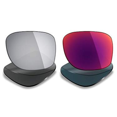 Imagem de Mryok 2 pares de lentes polarizadas de substituição para óculos de sol Oakley Holbrook – Opções, Titânio prateado e sol meia-noite, One Size