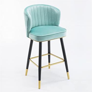 Imagem de Bancos de Barra de Altura do Balcão, Espreguiçadeiras de Cozinha de Veludo, Cadeiras de Barras Altas com Costas, Metal Pholstered Assento Ergonomicamente, para Bares, Ilha de Cozinha, Altura 65 Cm