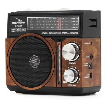 Imagem de Radio Portátil Recarregável Am/Fm/Usb/Sd Mp3 Grasep D-1602