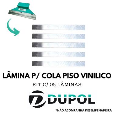 Imagem de Kit 5 Lâminas Dentadas Cola Piso Vinílico (DA4) 28cm Aço