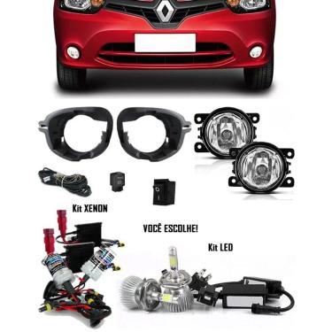 Imagem de Kit Farol De Milha Neblina Renault Clio 2013 Á 2016 + Base Para Fixação - Interruptor Alternativo + Kit Xenon 6000K/8000K Ou Kit Led 6000K