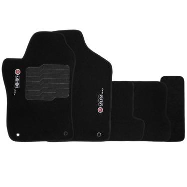 Imagem de Jogo de Tapete Automotivo Carpete Fiat Uno Way 2011 à 2018 Soft Logo Bordado 5 Peças