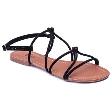 Imagem de Sandália Feminina Rasteira Preta Bellmarques Modinha