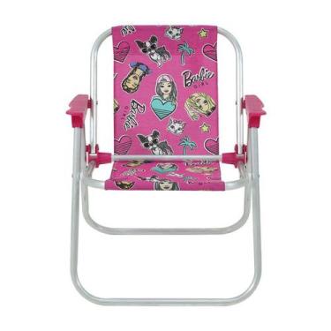 Imagem de Cadeira De Praia Dobrável Infantil Em Alumínio Barbie 025210 Belfix -