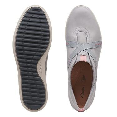 Imagem de Clarks Mocassim Tamzen Step Feminino, Nobuck cinza, 9 Wide