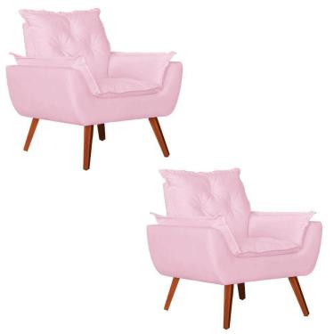 Imagem de Kit 2 Poltronas Opala Suede Rosa Bebê