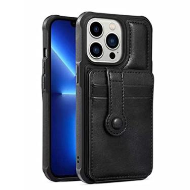 Imagem de zhouye Capa de cartão para iPhone 13/13 Pro/13 Pro Max, capa carteira de couro PU com fecho magnético capa flip traseira TPU bumper à prova de choque anti-arranhões, preto, 13 pro max 6,7 polegadas