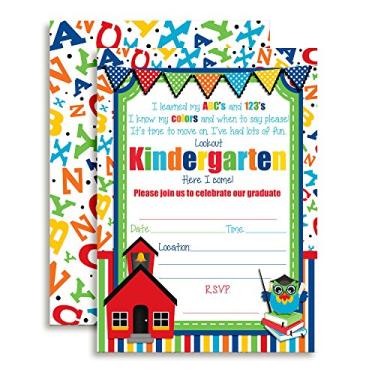 Imagem de Amanda Creation Convites de formatura pré-escolar com estilo preenchimento, conjunto de 20 incluindo envelopes