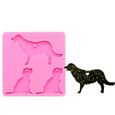 Imagem de Chaveiro de forma de família de cachorro brilhante brilhante molde de silicone resina epóxi chaveiro moldes joias molde de silicone resina moldes de artesanato para pingente molde de fondant decoração de topo de bolo