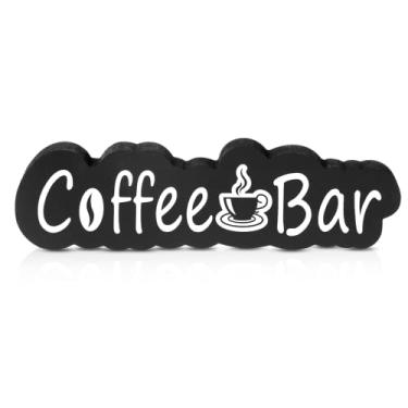 Imagem de Queekay Placa de café rústica placa de café de madeira placa de café de madeira maciça casa de fazenda café bar decoração para mesa escritório casa de fazenda canto café decoração de cafeteria, 8,1 x 2,2 polegadas