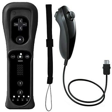 Imagem de Controle remoto e Nunchuck Beiara Wii vêm com capa de silicone e alça de pulso para Nintendo Wii e Wii U Video Game, 1 Sets, Black, 1 Sets