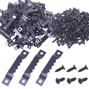 Imagem de BronaGrand 100 peças de suporte de moldura de foto com orifício duplo para pendurar com 200 parafusos, preto