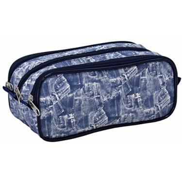 Imagem de Estojo LS Bolsas Triplo Tecido emborrachado Estampa Jeans - EE2136