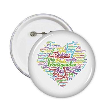Imagem de Broche de coração de amor arco-íris LGBT Wordcloud Broche Emblema de botão Decoração 5 peças